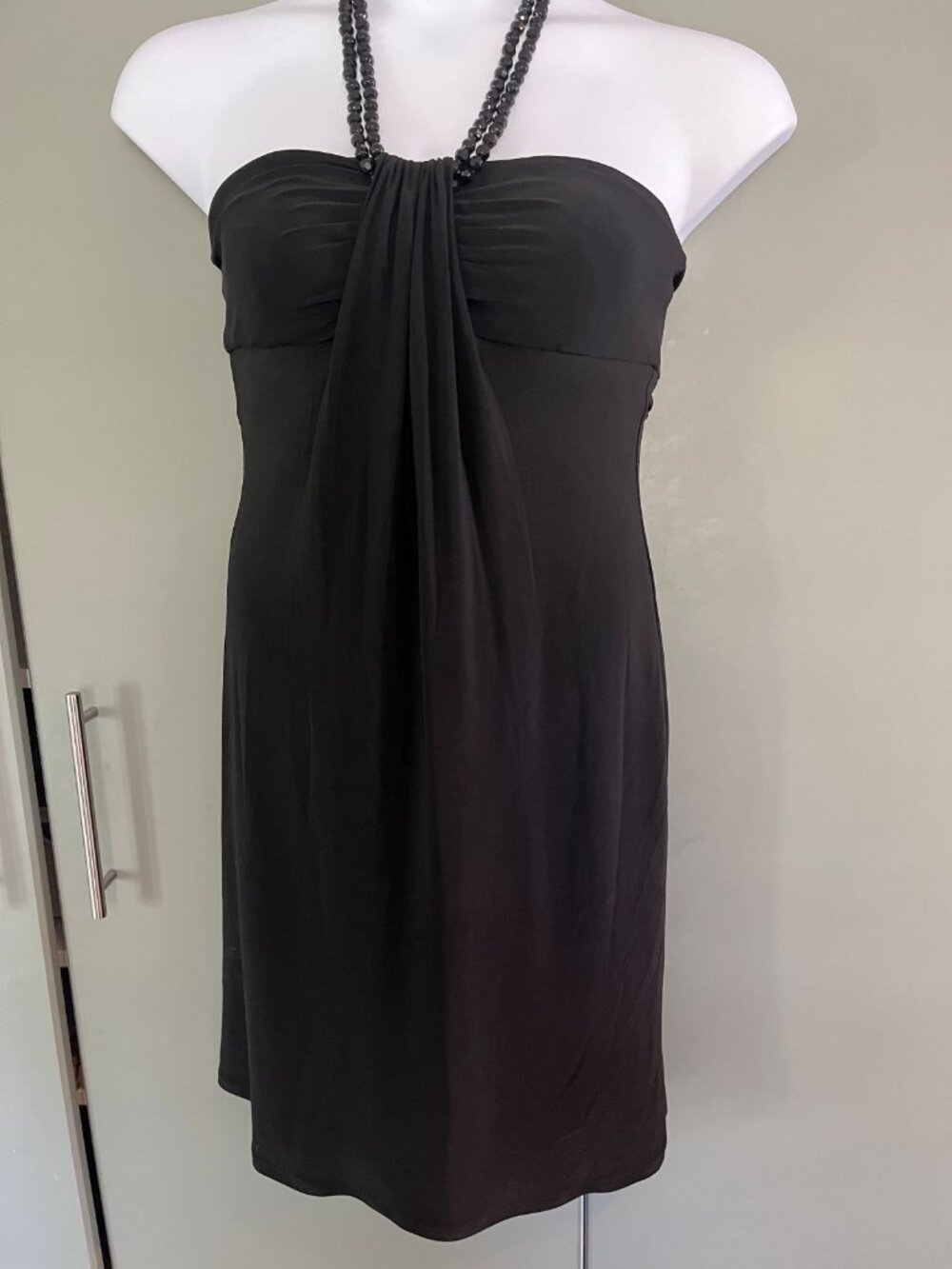 Lauren Ralph Lauren Black Beaded Halter Cocktail Dress Sz 6 LDB EUC